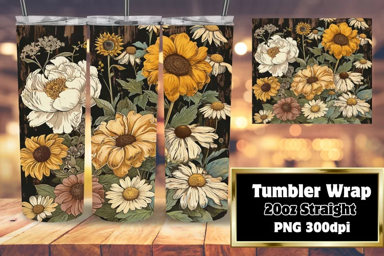 Retro Flower Pattern Sublimation Tumbler - 20oz Wonder