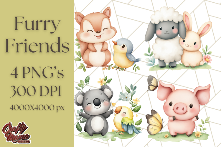 Cute Animal Friends Clipart PNG, Whimsical Spring Animal Duo
