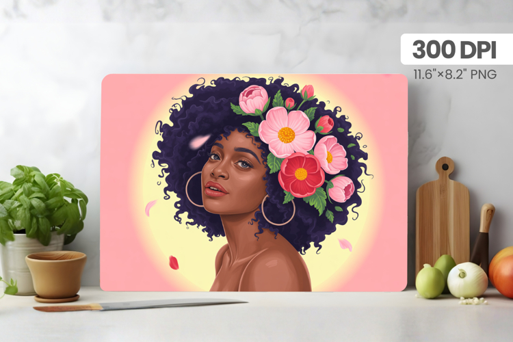 Afro Girl/Woman Melanin braided hair Cutting Board PNG Desig