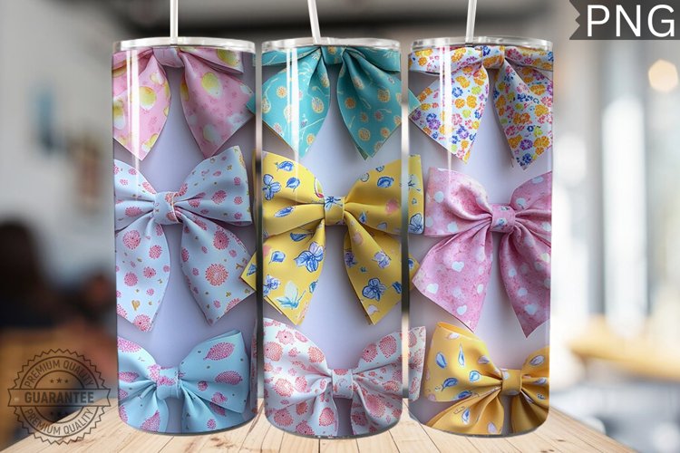 Spring Fling Bow Tumbler Wrap -High Quality 300 Dpi