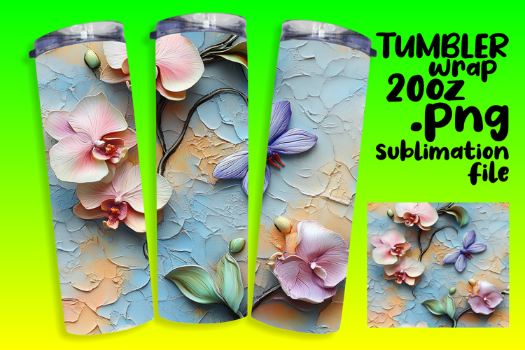 Colorful 20oz Tumbler Template , 3D Flower