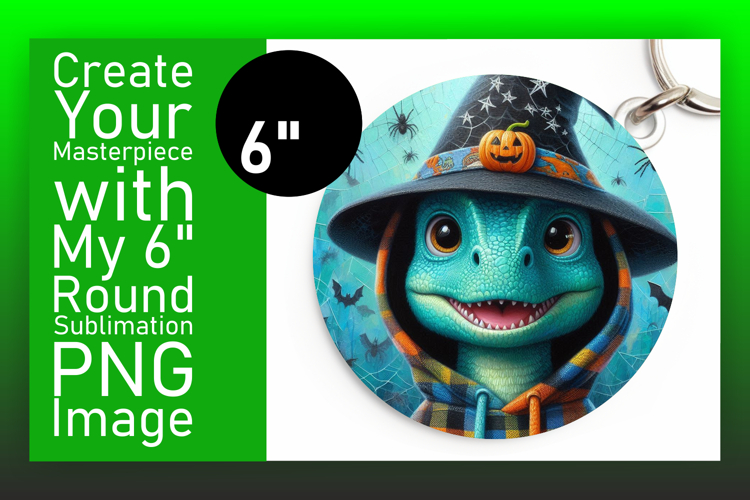 Charming Circle Design Sublimation PNG , Halloween Dino