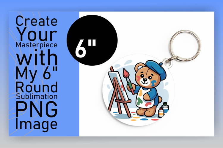 Creative Circle PNG Keychain Design , Cute Bear