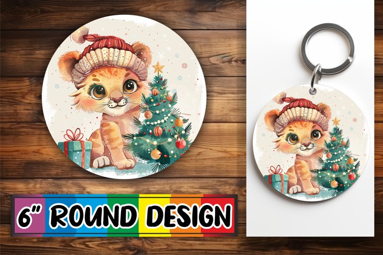 Watercolor Holiday Animals Sublimation Keychain
