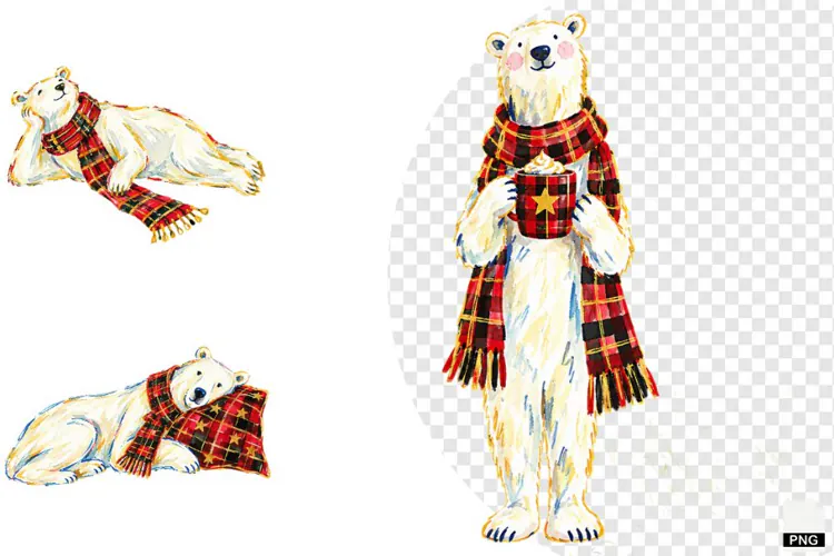 Christmas Polar Bear PNG