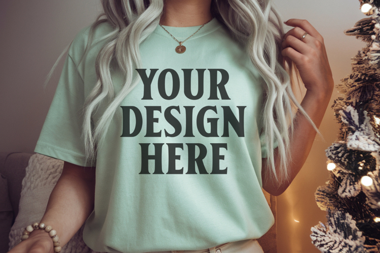 Bay Comfort Colors 1717 Christmas Shirt Mockup, Cozy Mockup