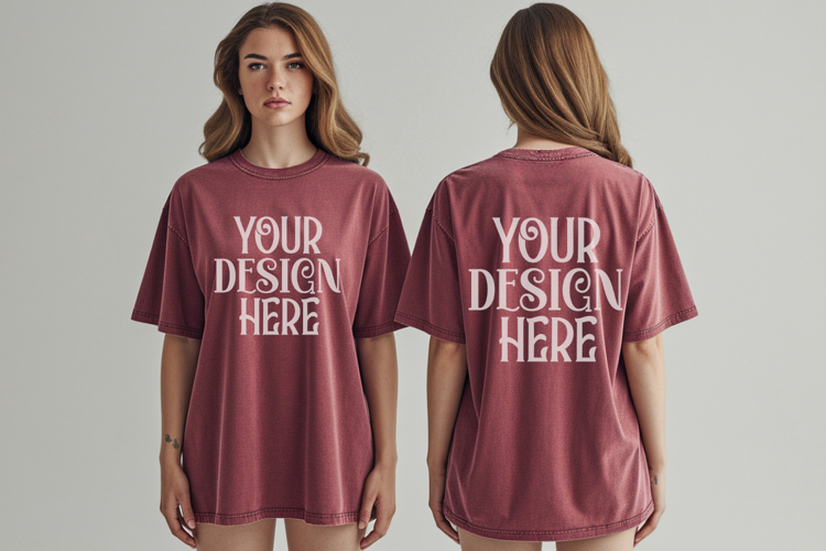 Crimson Comfort Colors 1717 Front & back T shirt Mockup