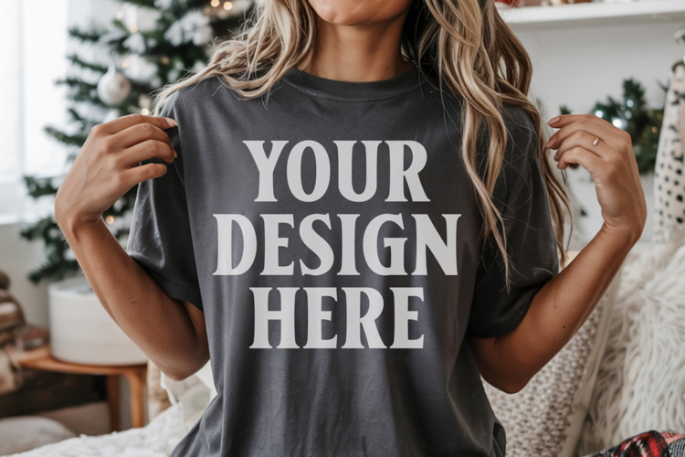 Christmas Comfort Colors 1717 Pepper T-Shirt Mockup Real