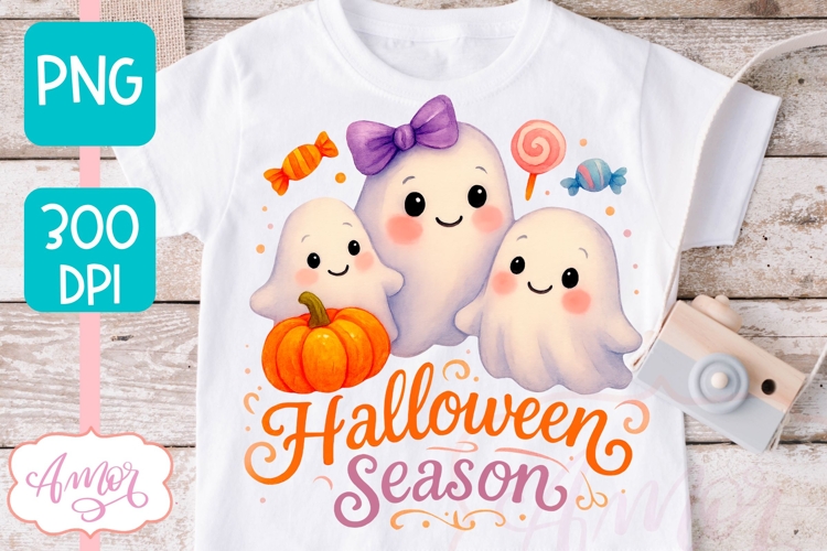 Halloween season PNG design, Cute Halloween Ghosts PNG