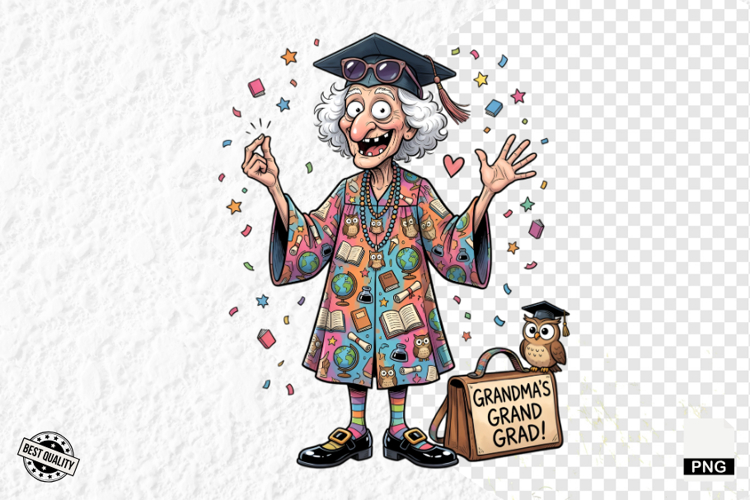 Whimsical Graduation Grandma Clipart