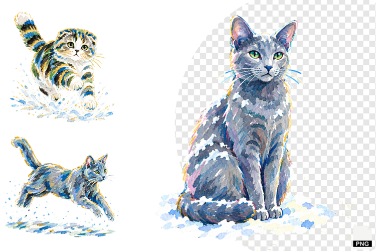 Winter Cats Clipart