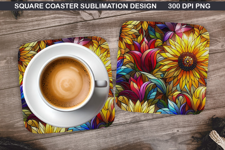 Flowers Coaster Sublimation, Spring Coaster PNG Design