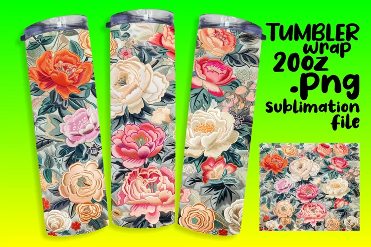 Bold Colorful 3D Embroidered Tumbler Wrap