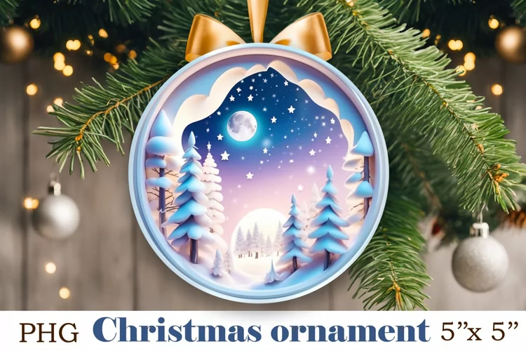 Sublimation Christmas Ornament, 3D Round Ornament Png