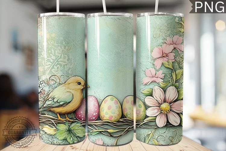 Spring Easter Tumbler Wrap - High Quality 300 Dpi