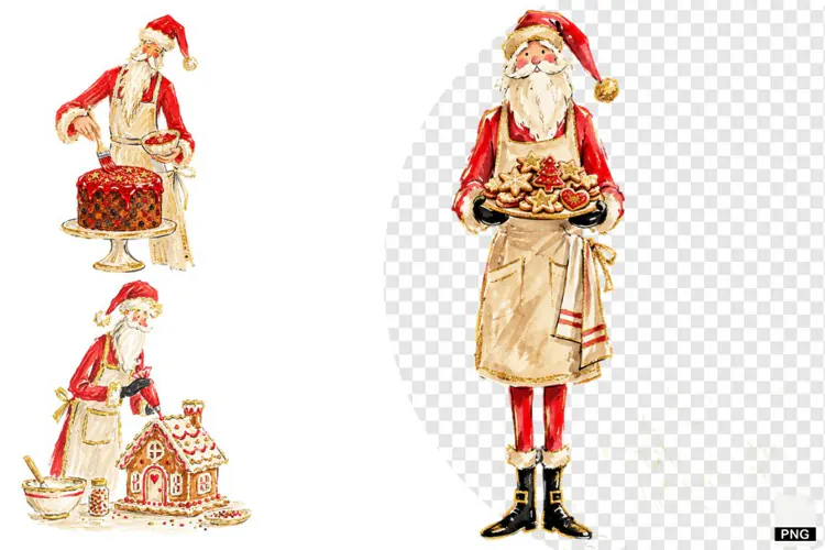 Santa Love Baking PNG