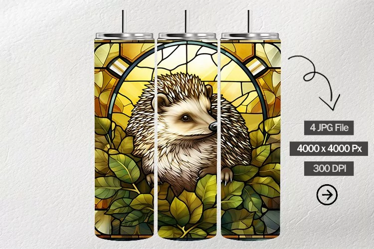 Hedgehog Stained Glass Square Coaster - 04 Variations