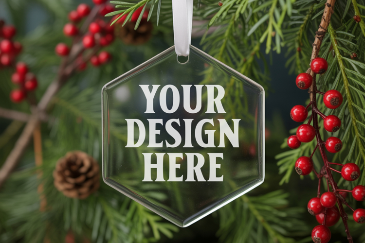 Acrylic Christmas Ornament Mockups , acrylic blank mockup
