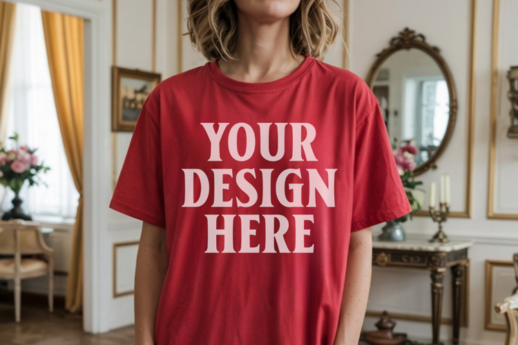 Comfort Colors 1717 Red T-Shirt Mockup