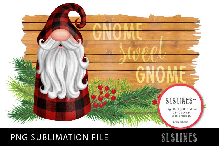 Gnome in Red Plaid PNG sublimation example image 1