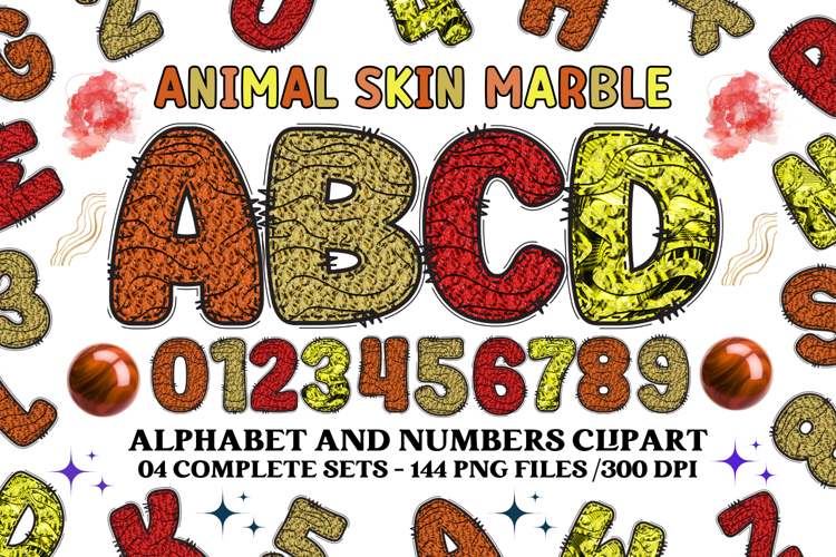 Animal Skin Alphabet png clipart, Texture letters doodle