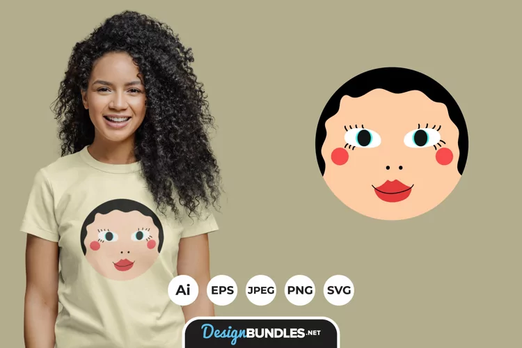 Ellipse Female Face Illustrations for T-Shirt Design