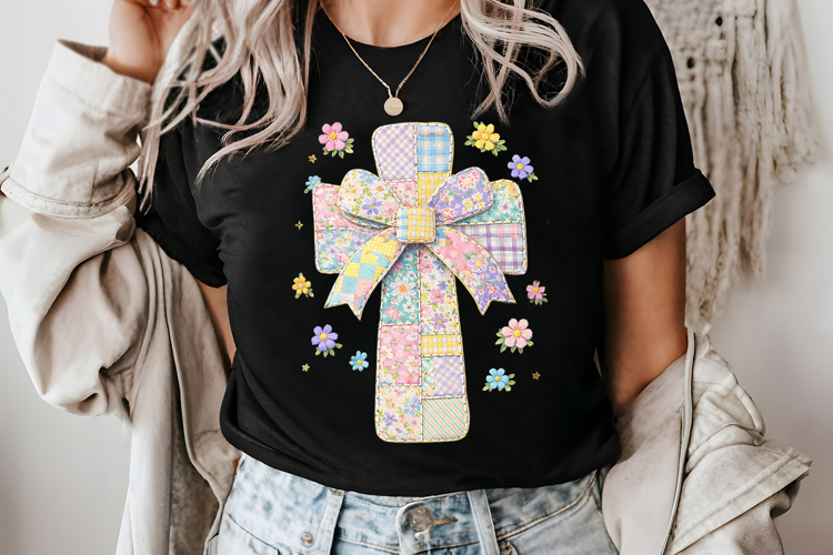 Patchwork Easter Cross png