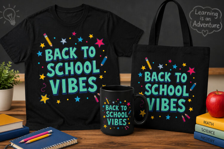 Back to School Vibes PNG, Teacher & Student Design example image 1