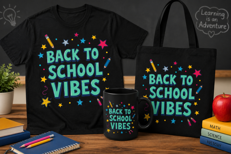 Back to School Vibes PNG, Teacher & Student Design
