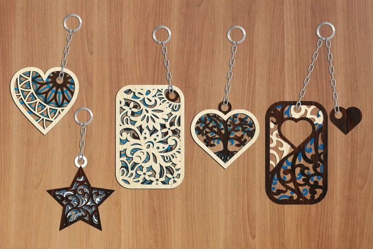 Multilayer Cut File 5 Keychains Bundle