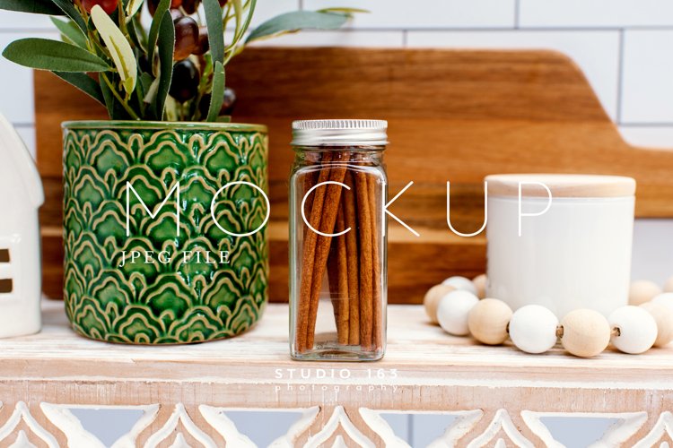Spice Jar Mockup, Glass Jar Mockup, Stock Photo, JPEG example image 1