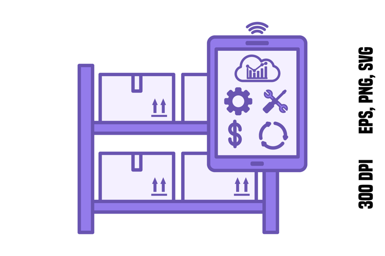 Purple Smart Inventory Management Icon