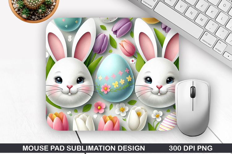 Bunny Mouse Pad Sublimation, Easter Bunny Mouse Pad PNG example image 1