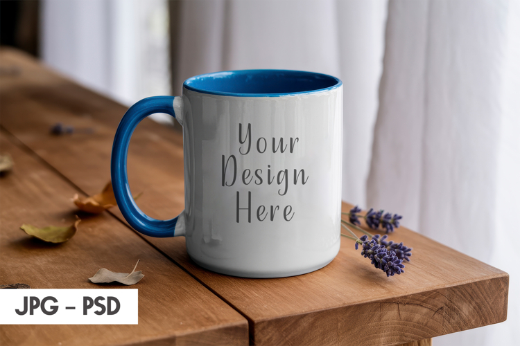 Two Tone Blue Mug Mockup PSD