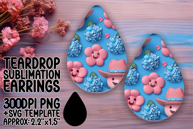 Whimsical Smile Pattern Earring PNG