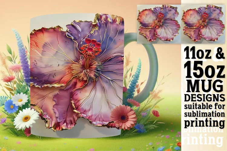 Whimsical Flower Fantasy Mug Wrap: Sublimation - 11oz/15oz
