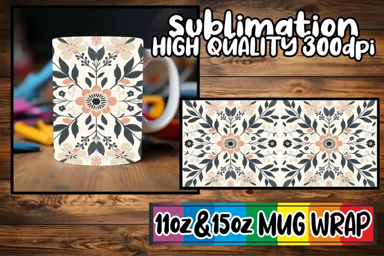 Whimsical Spring Abstract Mug Wrap 11oz 15oz Sublimation
