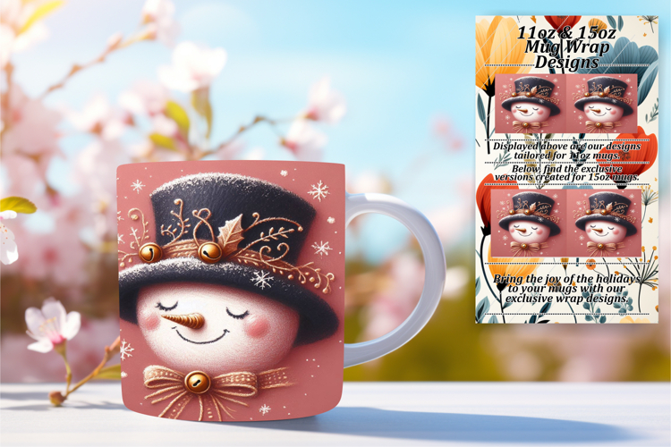 Fun 15oz Mug Wrap Png Template , Snowman