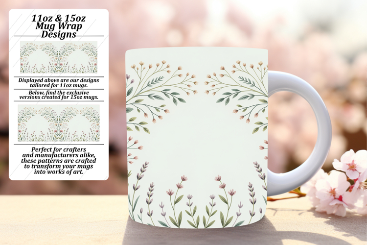 Sleek 11oz Png Mug Wrap Artwork , Flowers