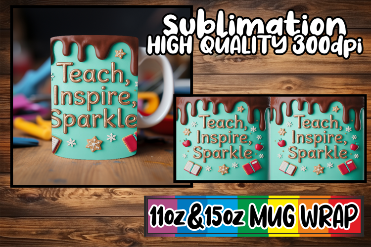 Whimsical charm 11oz 15oz mug wrap, Teacher