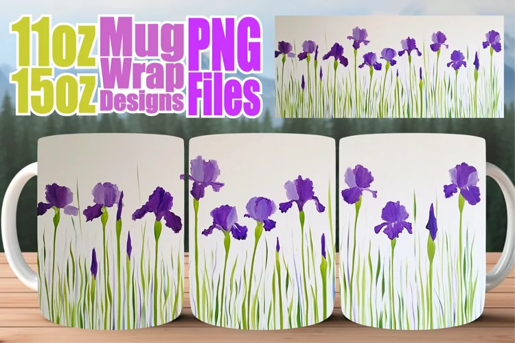 Elegant Bloom Mug Wrap: Vibrant Spring Sublimation