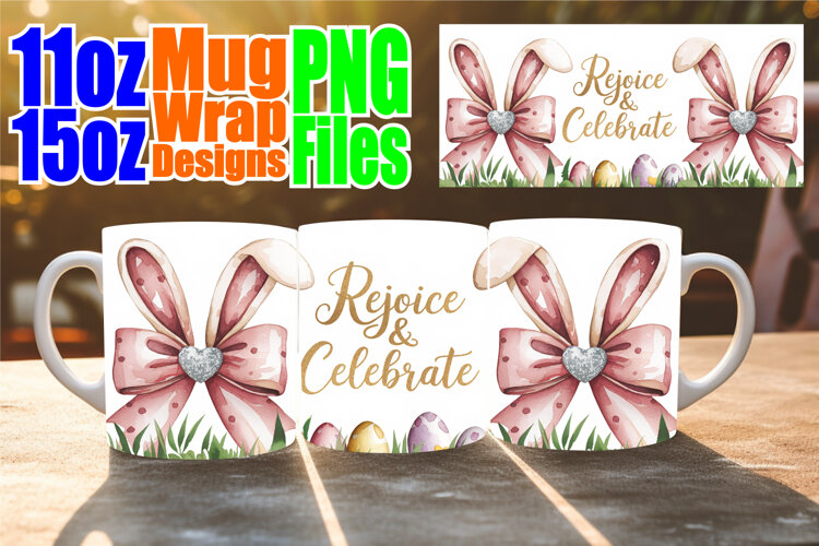 Cheerful sunsets sublimation mug wrap, Easter Bow example image 1