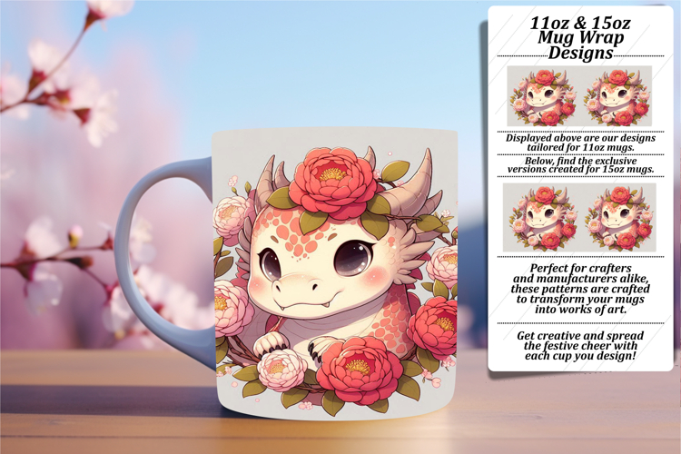 Charming 11oz Mug Wrap Png Design , Dragon