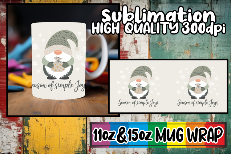 Gentle dreams 11oz 15oz sublimation wrap, Holiday Gnome