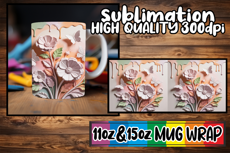 Joyful adventures 11oz 15oz sublimation wrap, 3D Flowers
