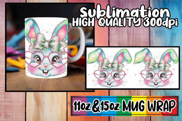Exquisite charm 11oz 15oz mug wrap, Easter Bunny