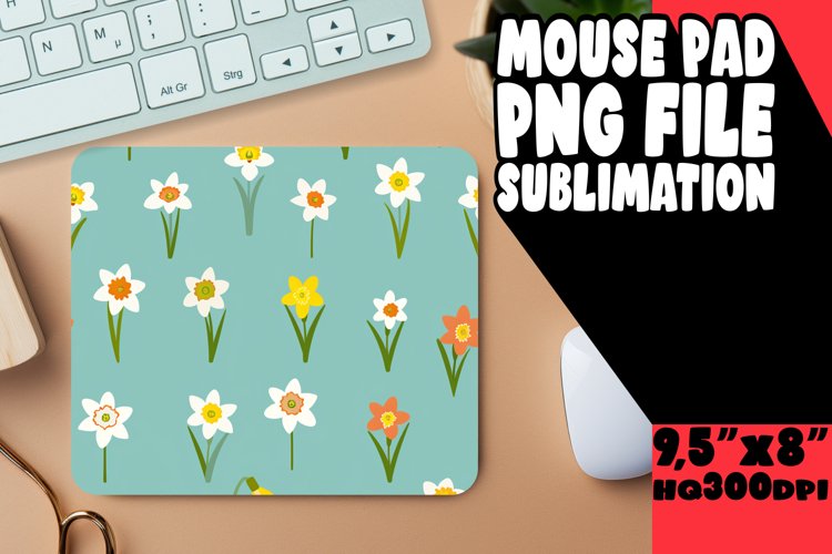 Spring Pastel Boho Blossom Mouse Pad Design PNG