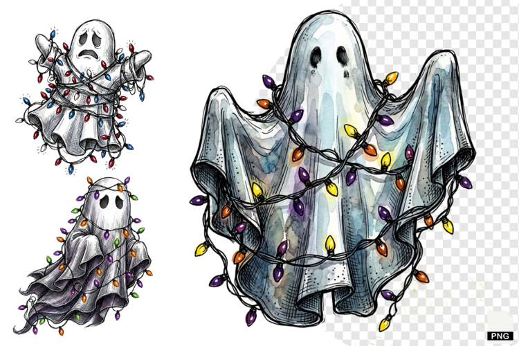 Ghosts & Halloween Lights PNG