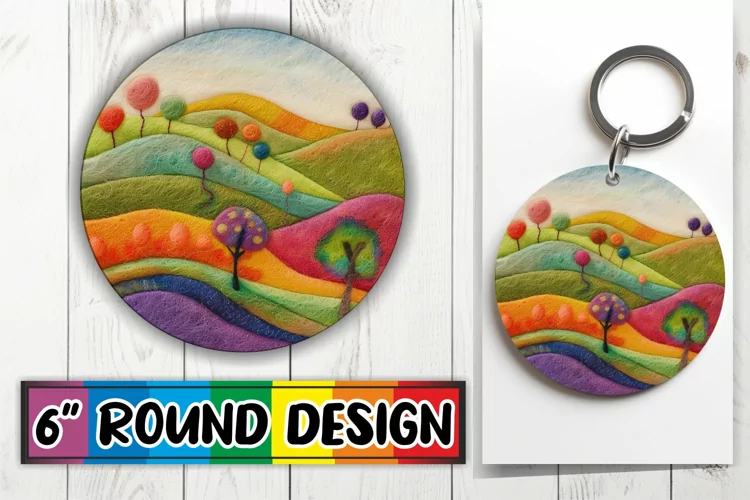 3D Springtime Beauty Sublimation Circle Kaychain Scene
