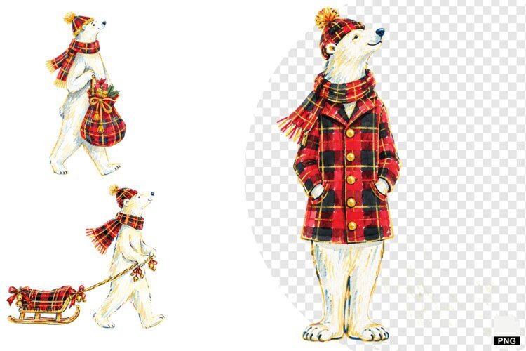 Christmas Polar Bear PNG example image 1
